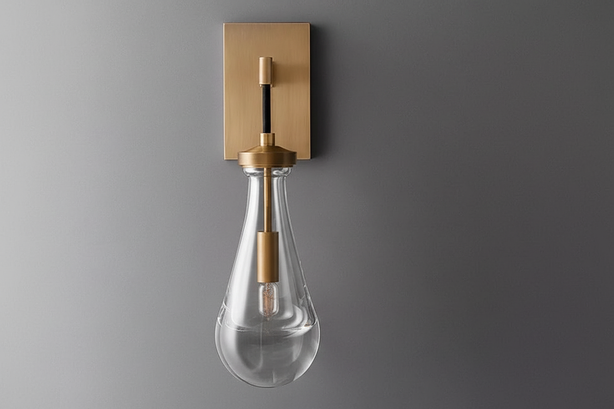 Teardrop Glass Wall Sconce – Brass Modern Sculptural Light Casalolalights Luxury Lamps for Interior Designers