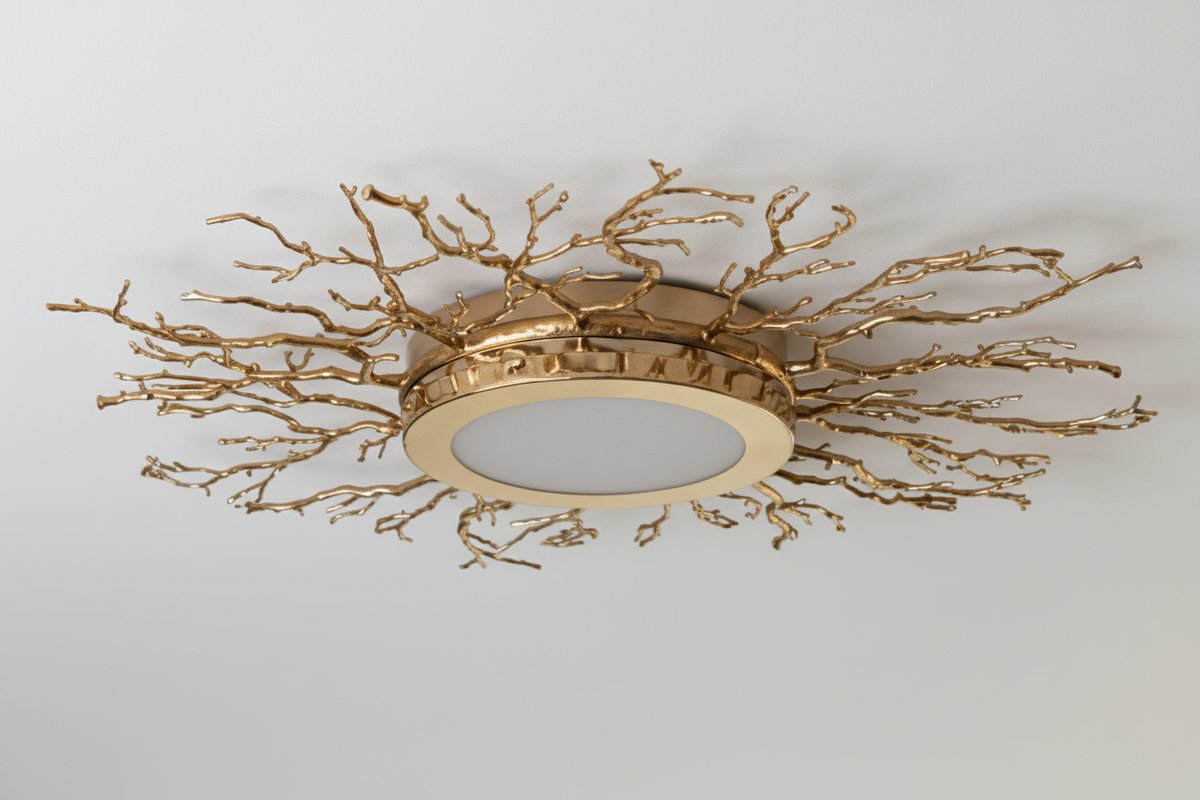 RAMO SCULPTURAL BRANCH FLUSH MOUNT | BRASS & NICKEL | CLRAMO047