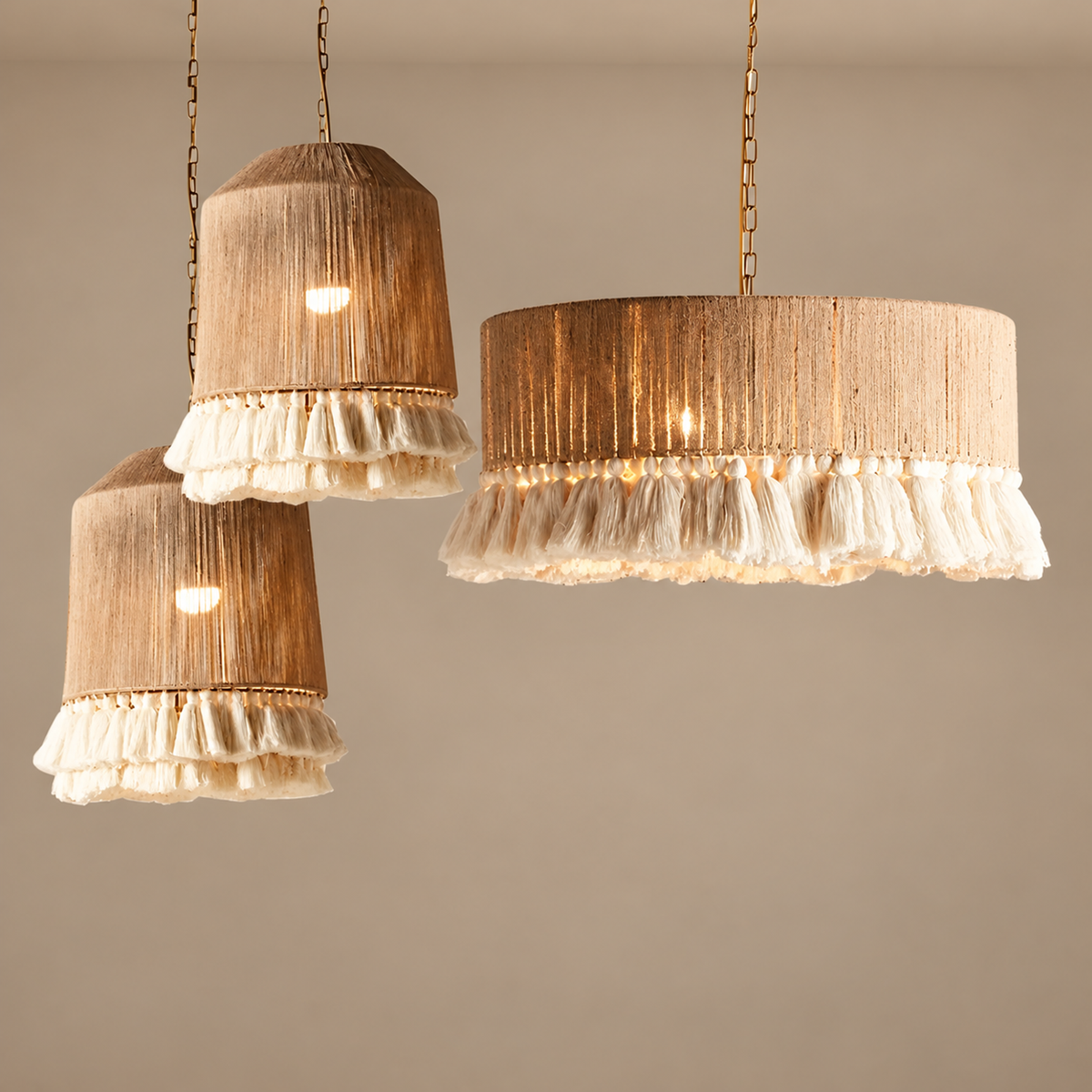 Rattan Pendant Light - Cotton Frill Casalola Lights Luxury Lamps for Interior Designers