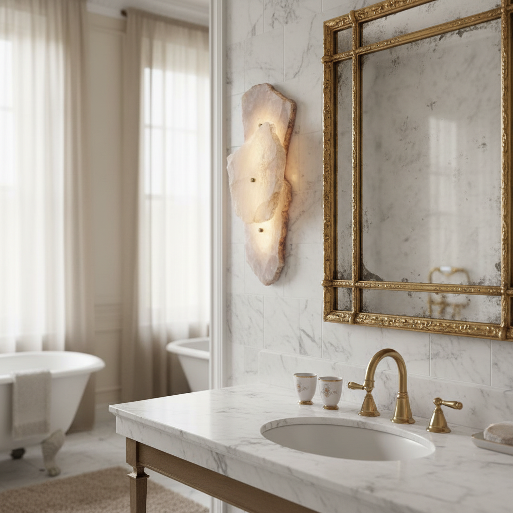 Raw Stone Wall Sconce | Backlit Layered Quartz 58cm Organic Modern Hallway & Spa Casalolalights Luxury Lamps