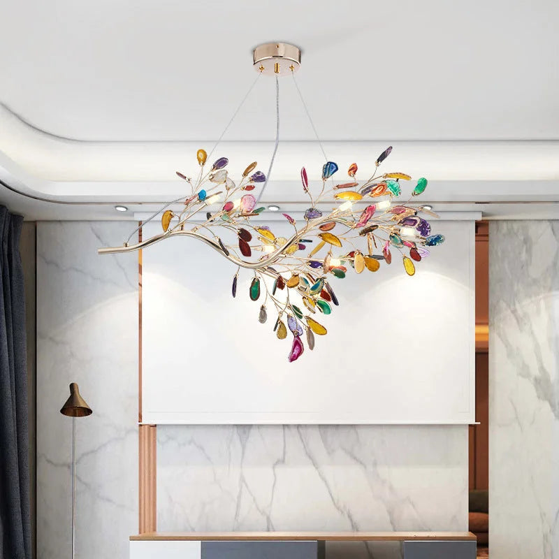 Real Agate Chandelier | Natural Stone Cascading Statement Light 8 or 11-light Living & Dining Room Casalolalights