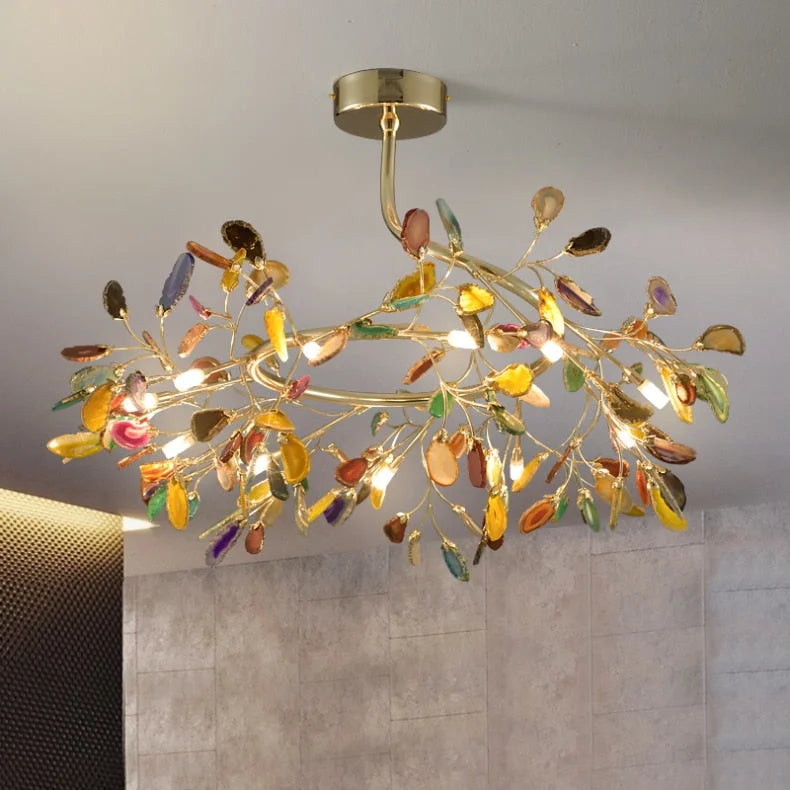 Real Agate Chandelier | Natural Stone Cascading Statement Light 8 or 11-light Living & Dining Room Casalolalights