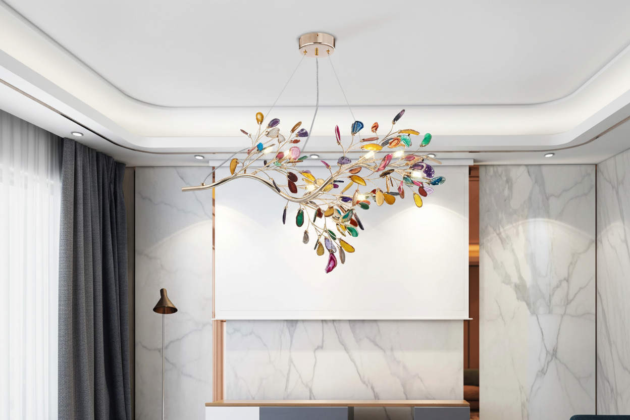 Real Agate Chandelier | Natural Stone Cascading Statement Light 8 or 11-light Living & Dining Room Casalolalights