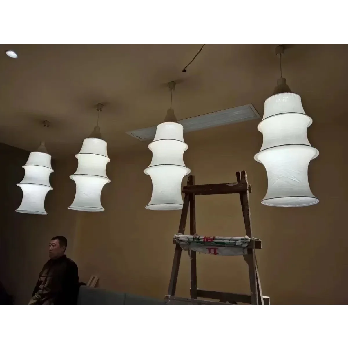 Modern Minimalism White Real Silk Pendant Light Hanging Ceiling Lights for Living Room Dining or Bedroom