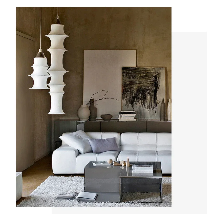 Modern Minimalism White Real Silk Pendant Light Hanging Ceiling Lights for Living Room Dining or Bedroom