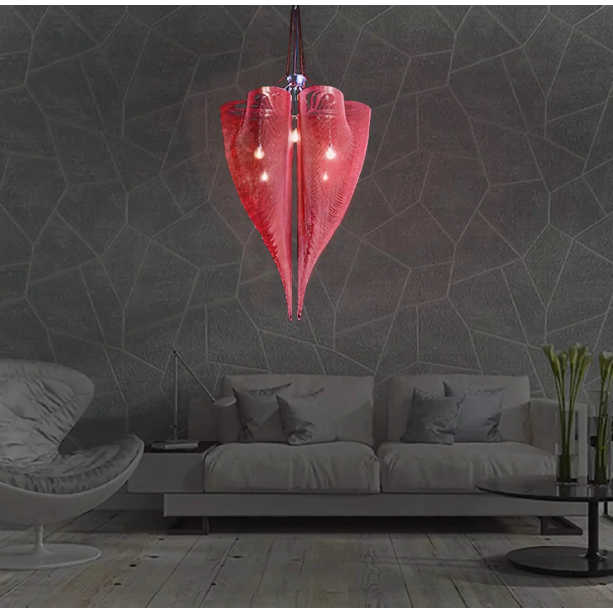 Luxury Clover Mesh Chandelier – Modern Lighting with Elegant Metal Drapes for High-end Interiors