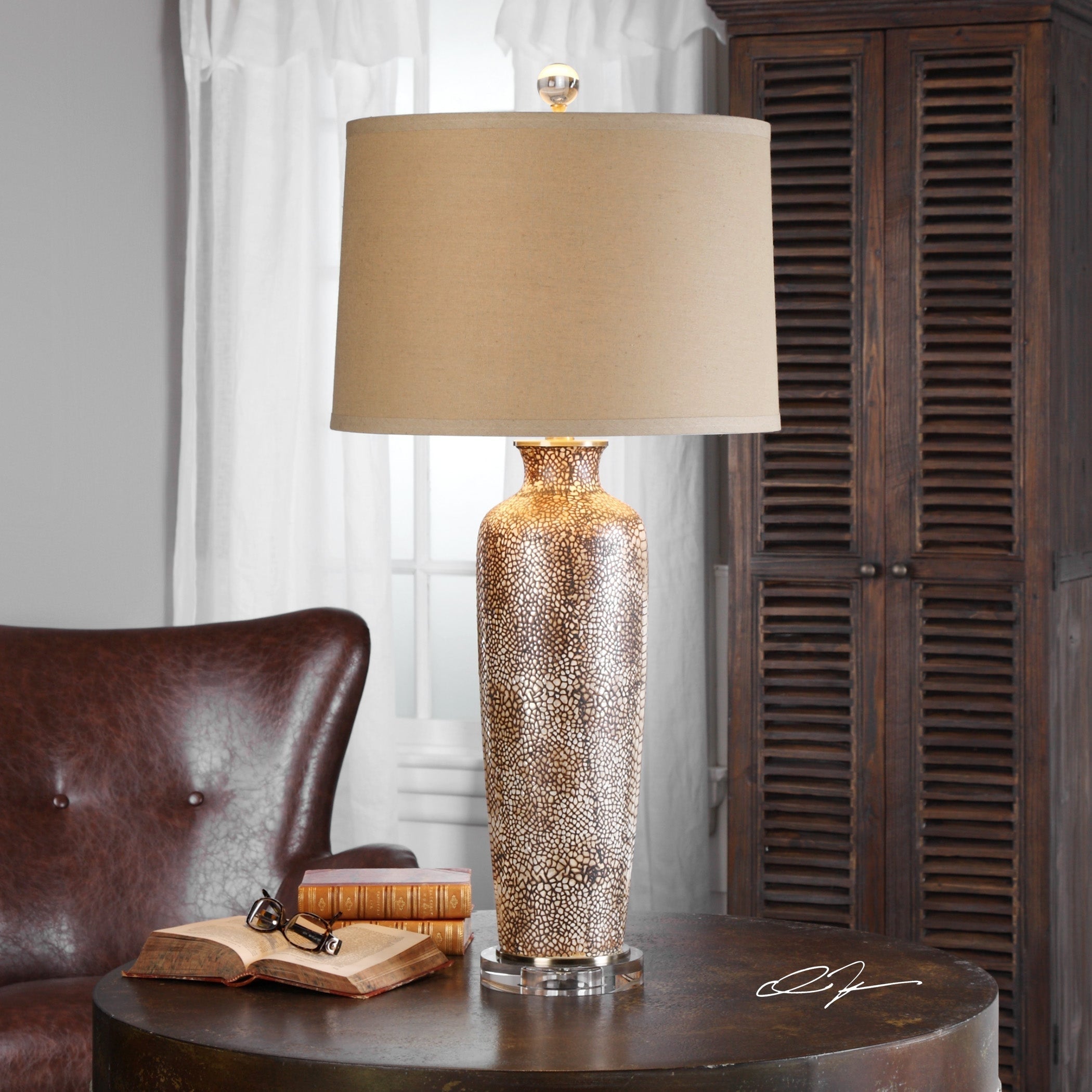 Vintage Ceramic Lamp | Reptile Skin | For Living Room - Modern Table Lamps
