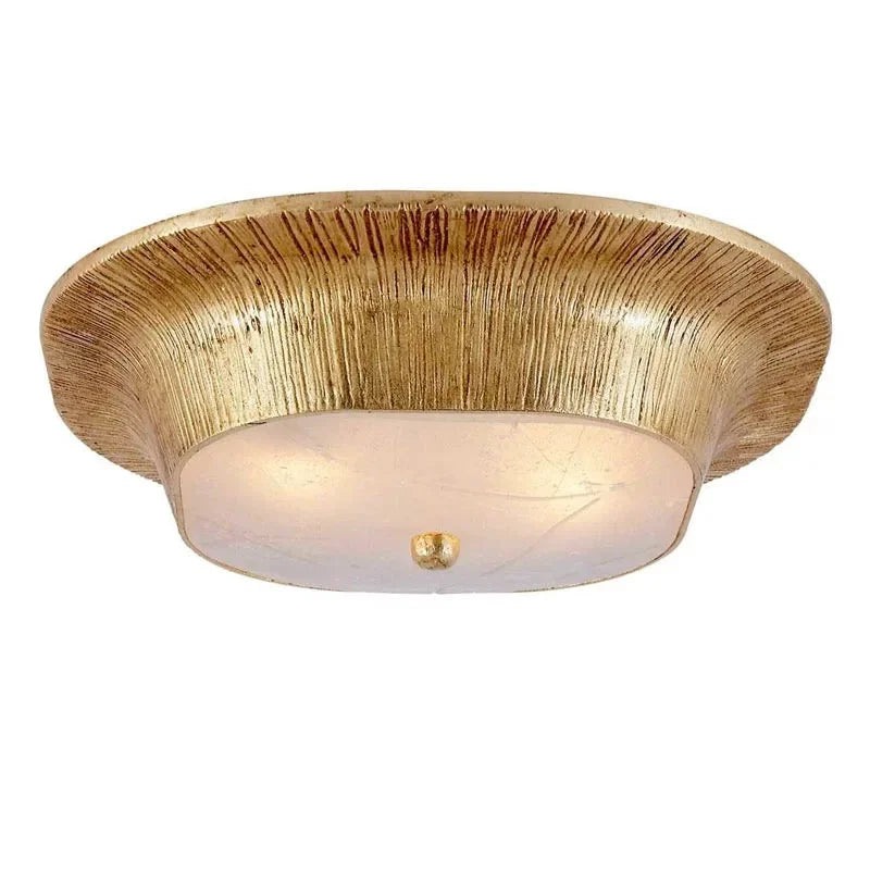 Resin Flush Mount Ceiling Light | Textured Gold Low-profile Modern Transitional Bedroom & Hallway Casalolalights Luxury