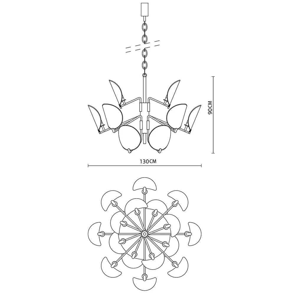 Glass and Brass Chandelier for Dining Room or Foyer | Wave Textured Ovals 45 51 Inch Two Sizes Casalola Lights Luxury