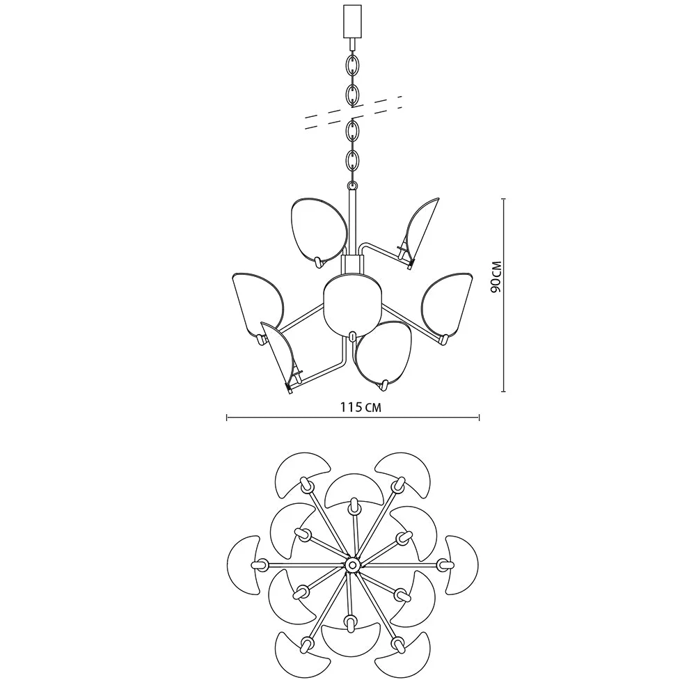 Glass and Brass Chandelier for Dining Room or Foyer | Wave Textured Ovals 45 51 Inch Two Sizes Casalola Lights Luxury