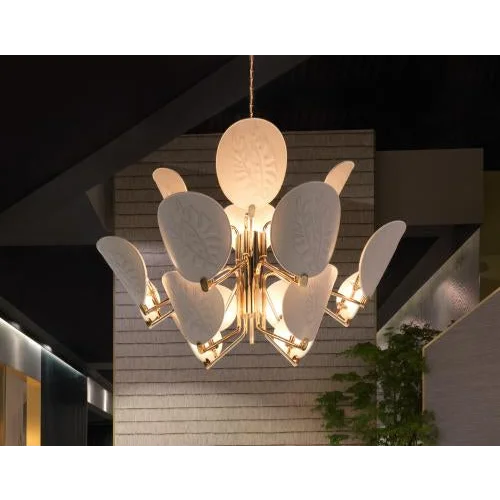 Rippled Copper Disc Dining Room Chandelier by Italian Atelier | Sculptural Modern Pendant Lighting Statement Piece