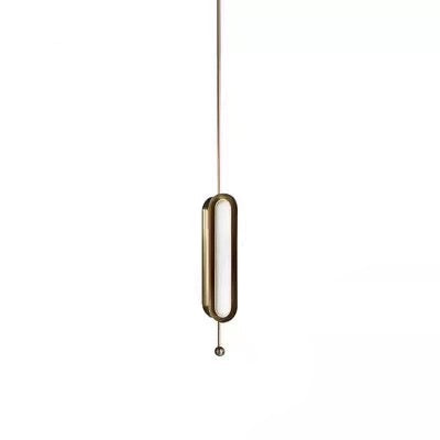 Solid Copper Pill Pendant | Vertical or Horizontal Orientation | 42cm Mid-century Modern | Opal Glass | Casalola Lights