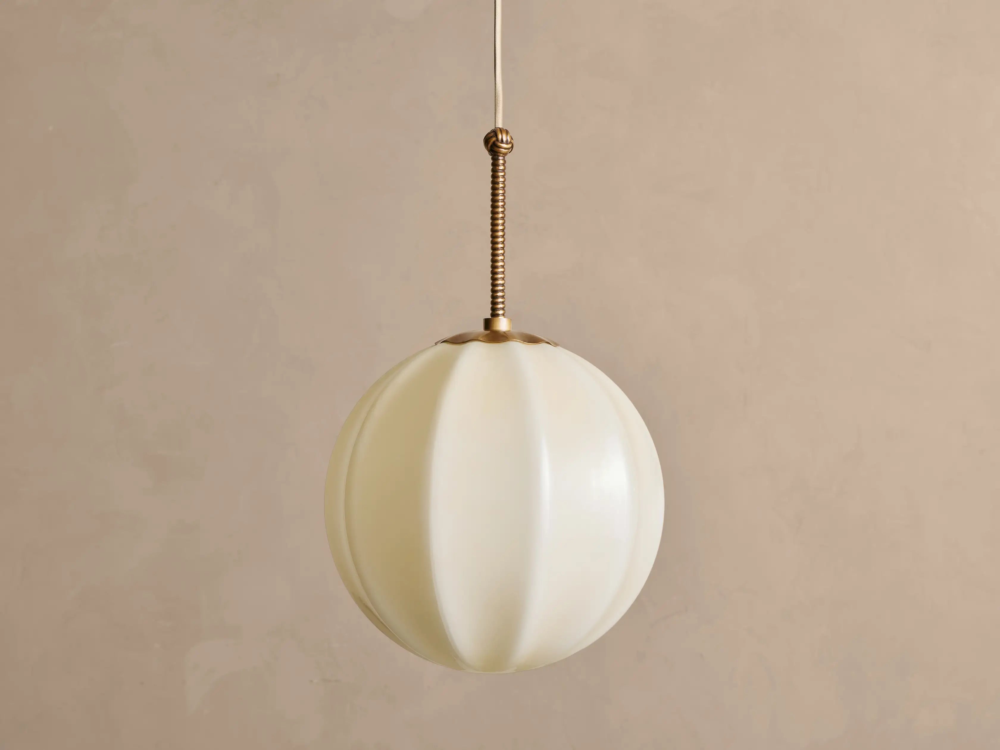 Glass Globe Pendant Light for Kitchen Island | 12 Inch Ribbed Cream Opal Solid Brass Art Deco Casalolalights Luxury