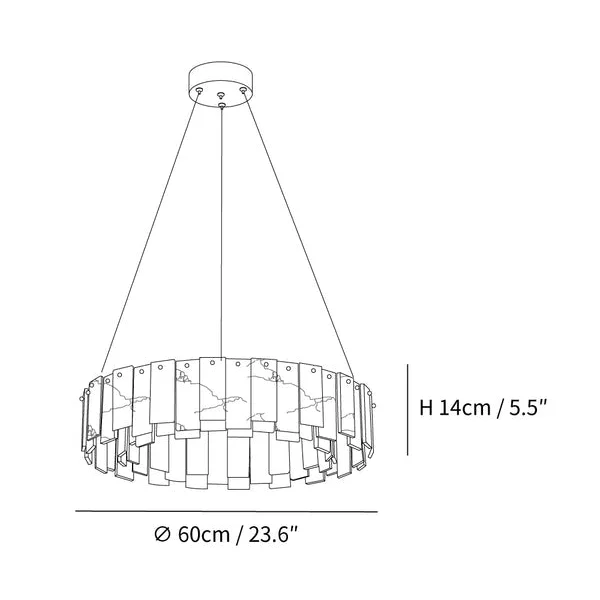 Round Alabaster & Brass Ring Chandelier | 45cm to 100cm Stone-panel Halo Modern Minimalist Casalolalights Luxury Lamps