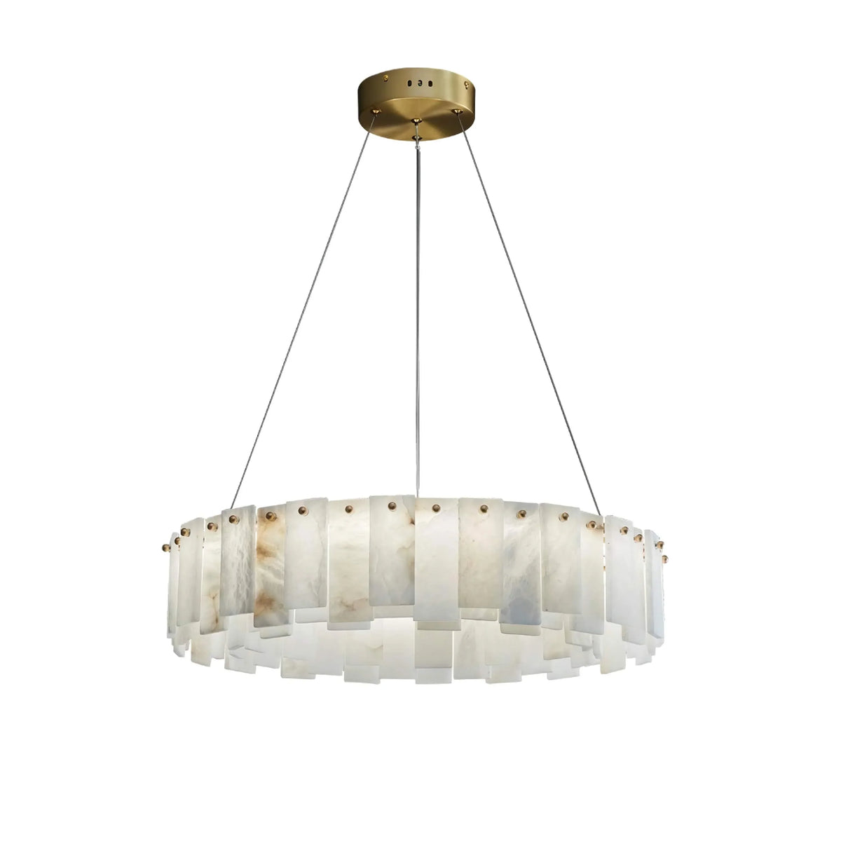 Round Alabaster & Brass Ring Chandelier | 45cm to 100cm Stone-panel Halo Modern Minimalist Casalolalights Luxury Lamps