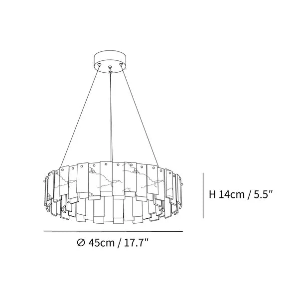 Round Alabaster & Brass Ring Chandelier | 45cm to 100cm Stone-panel Halo Modern Minimalist Casalolalights Luxury Lamps