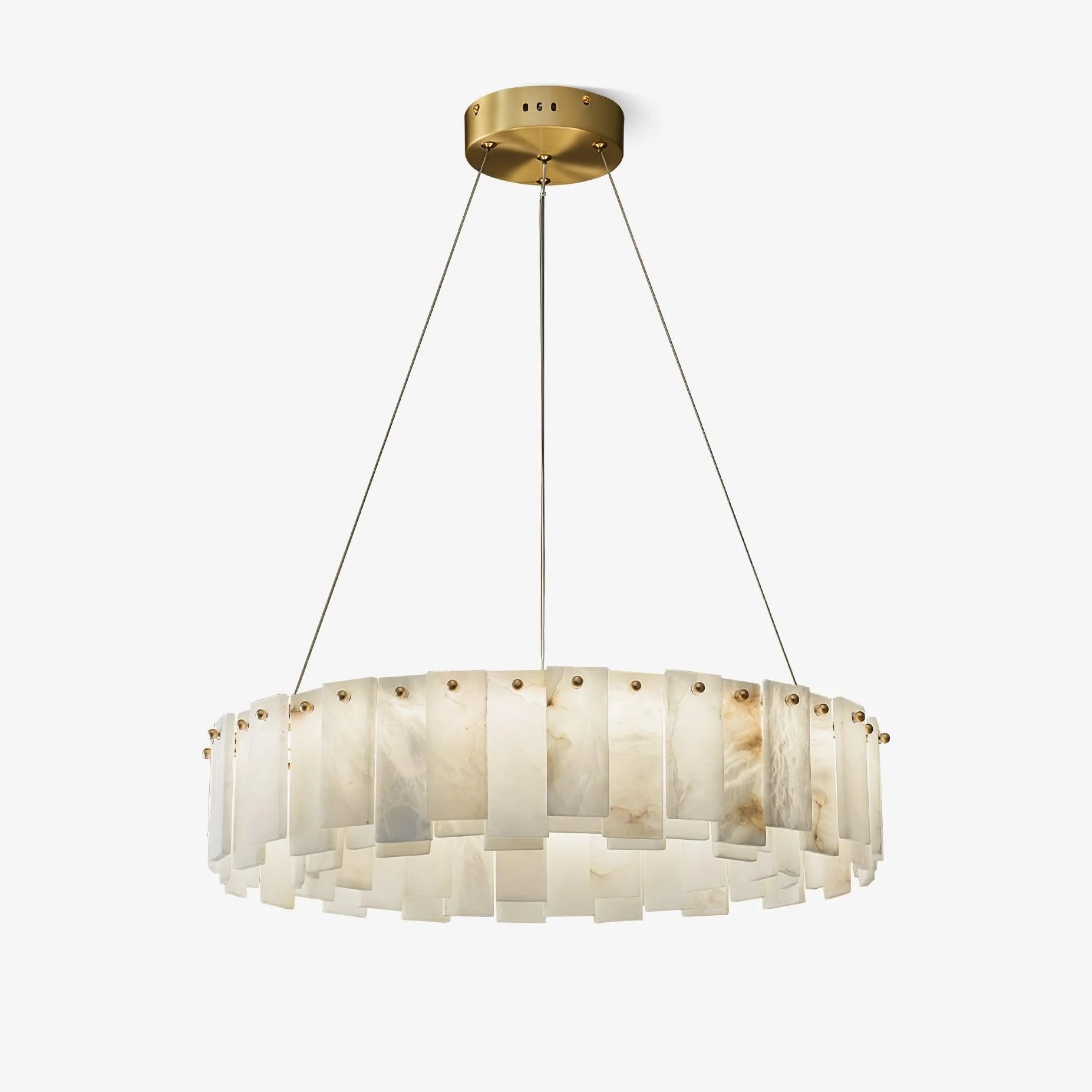 Tiered Alabaster Ring Chandelier | Modern Round Suspended Pendant Light