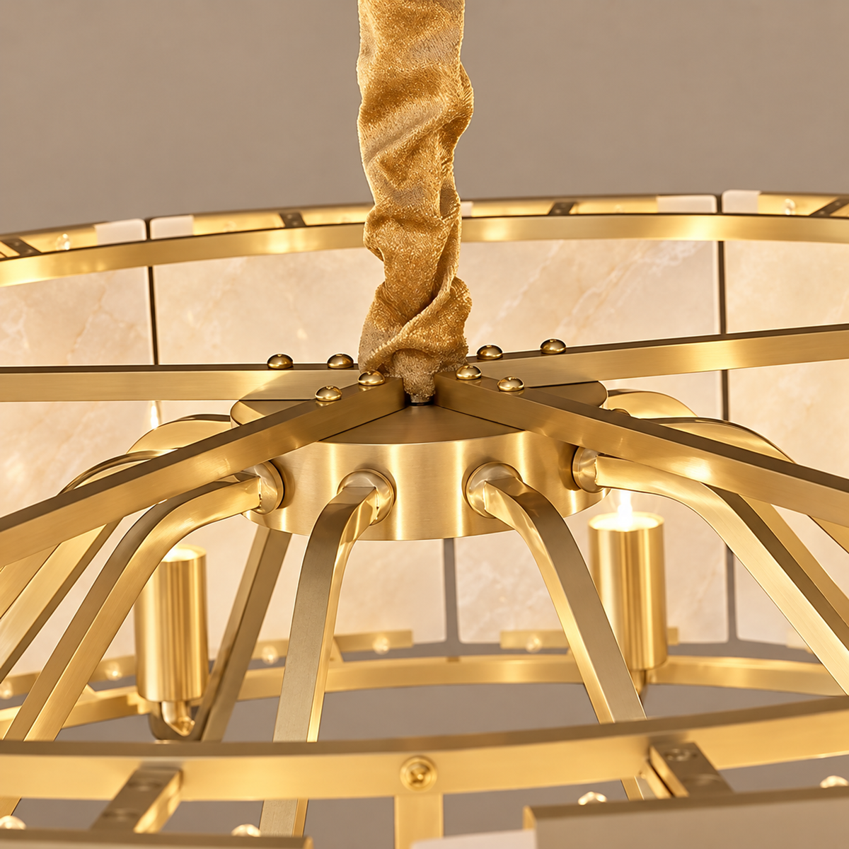 Alabaster Chandelier - Brass Halo Casalola Lights Luxury Lamps for Interior Designers
