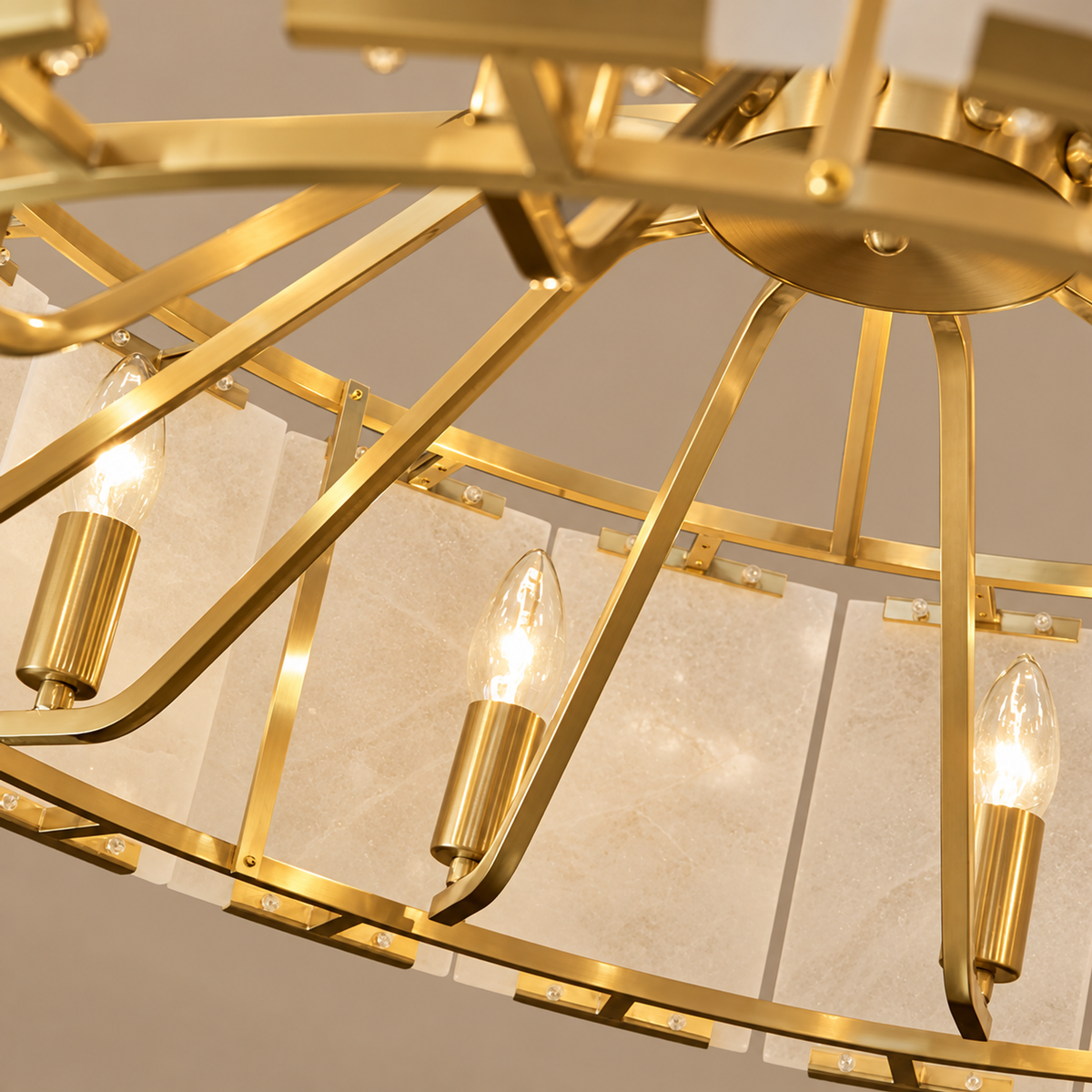 Alabaster Chandelier - Brass Halo Casalola Lights Luxury Lamps for Interior Designers