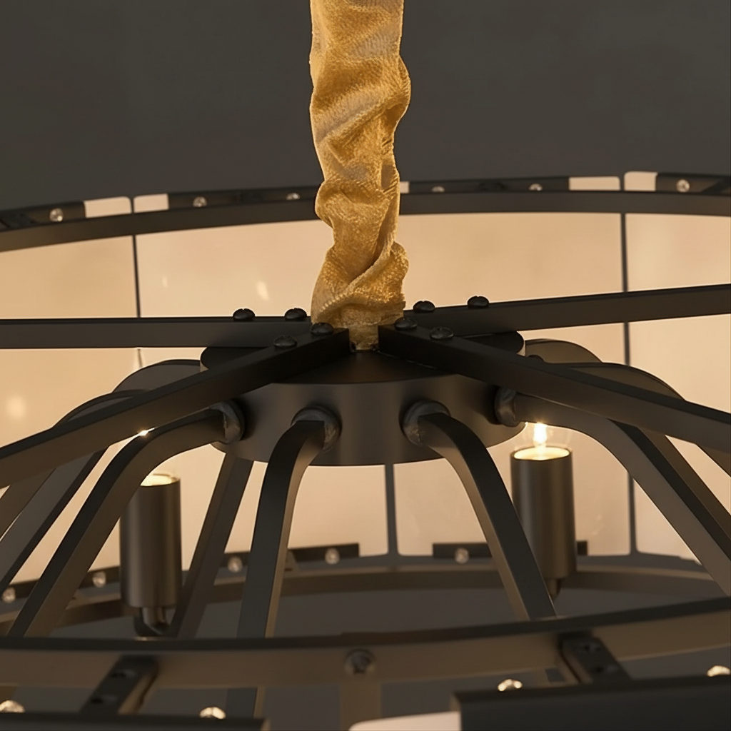 ROUND ALABASTER HALO BLACK CHANDELIER | CLPOR022B