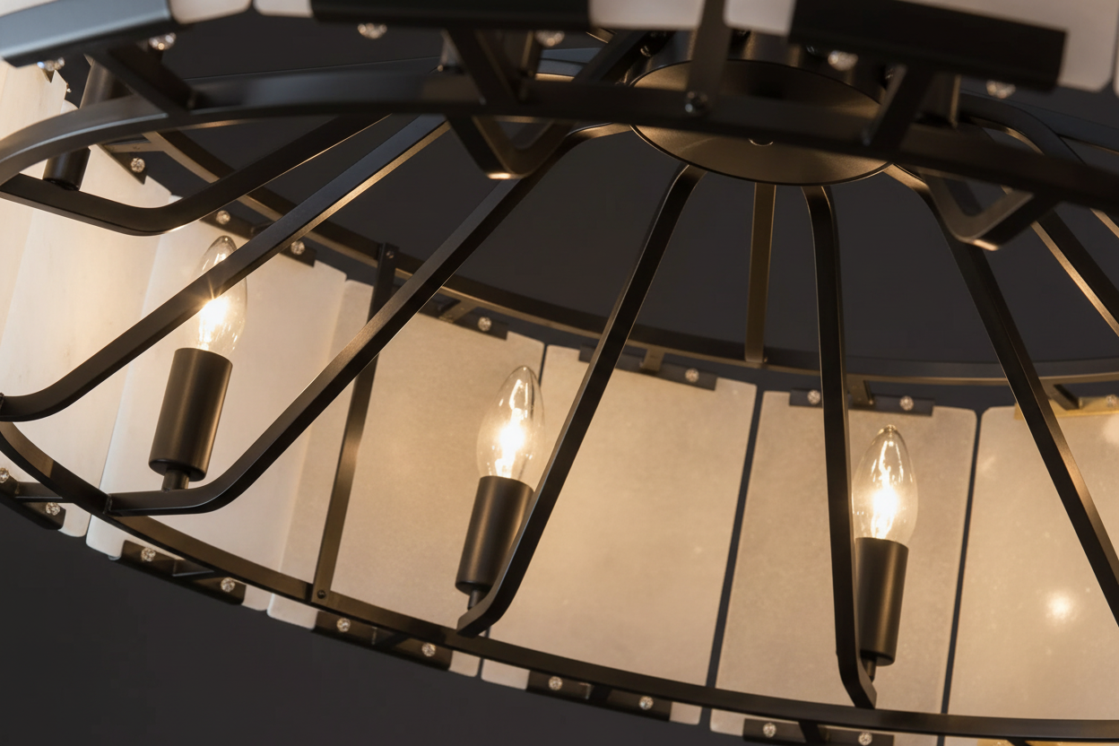 ROUND ALABASTER HALO BLACK CHANDELIER | CLPOR022B