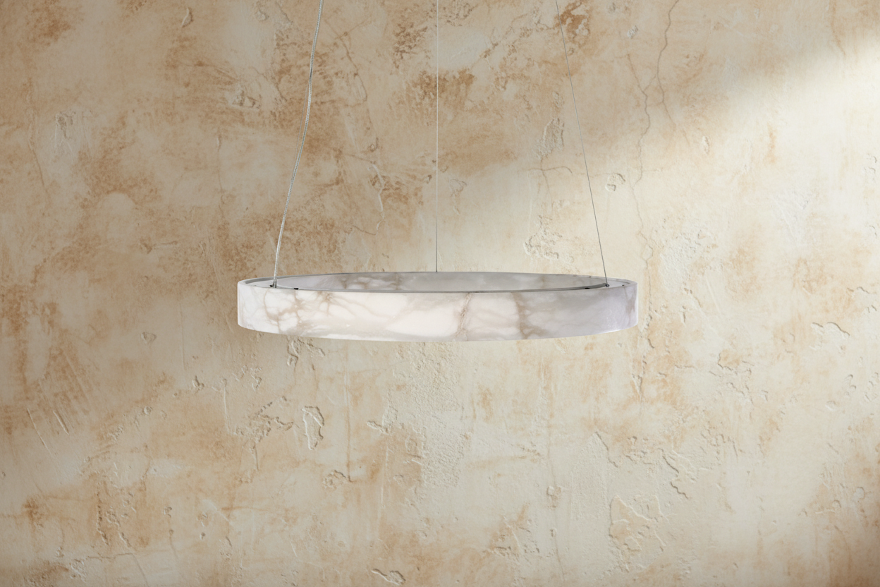 Alabaster Ring Pendant Light Copper – Halo Led Ceiling Lamp 25cm 43cm Natural Stone Casalolalights Luxury Lamps