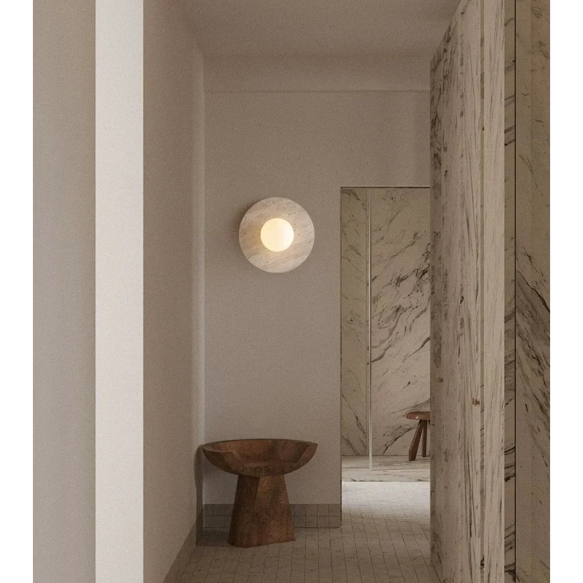 Marble Wall Light 28cm | Round Natural Stone Sconce Modern Minimalist Living Room & Hallway Casalolalights Luxury Lamps