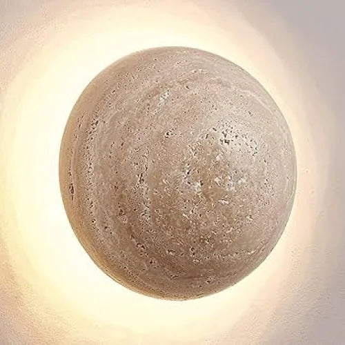 Natural Stone Wall Sconce 15cm | Round Sphere Led Light Japandi Minimalist Hallway Living & Bedroom Casalolalights