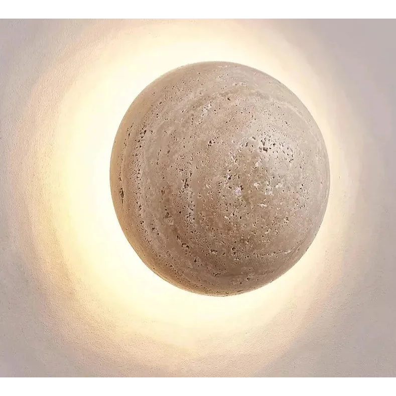 Natural Stone Wall Sconce 15cm | Round Sphere Led Light Japandi Minimalist Hallway Living & Bedroom Casalolalights