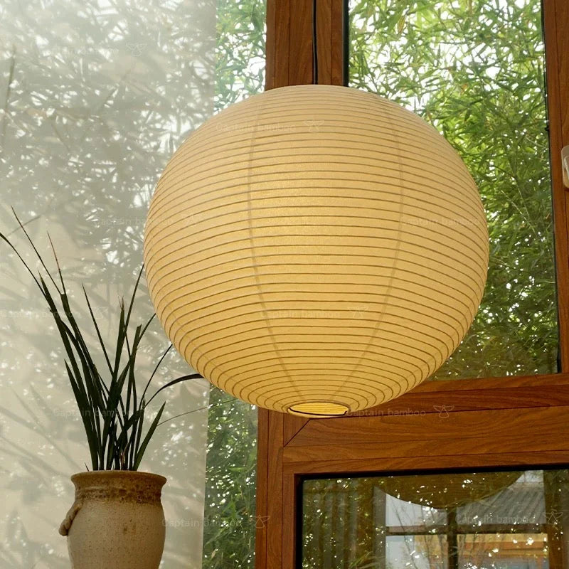 Round Paper Lantern Pendant Light 30-70cm | White Rice Minimalist Lamp Living Room & Bedroom Casalolalights Luxury