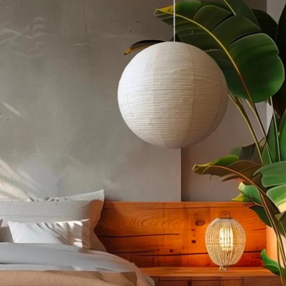 Paper Lantern Pendant Light | Round Washi Hanging Japandi Minimalist Dining & Living Room Casalolalights Luxury Lamps