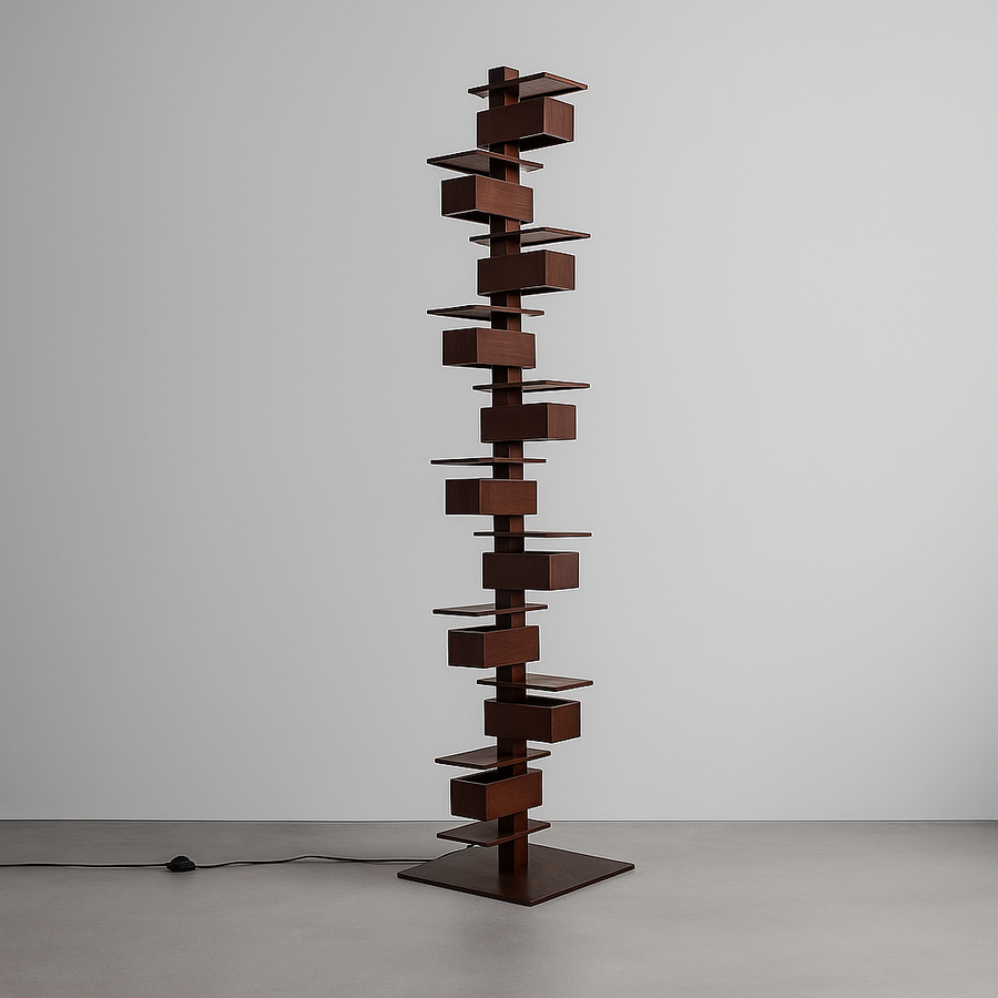 LAMPADA DA TERRA ARTIGIANALE IN LEGNO E FERRO SALITA LAMPADE DA TERRA