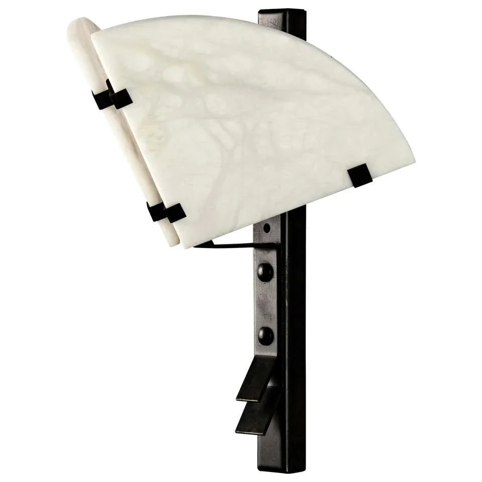 Alabaster Wall Sconce | Sculptural Hand-cut Stone & Dark-metal Single or Double Hallway Casalolalights Luxury Lamps