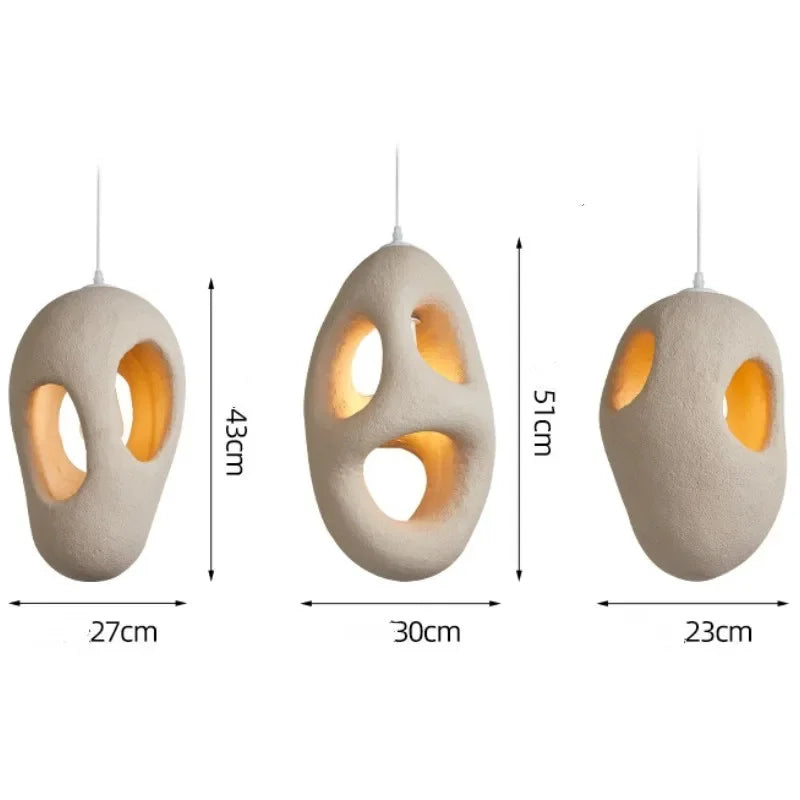 Sculptural Japandi Pendant Lamp Resin Light Fixtures for Dining Room Kitchen Living