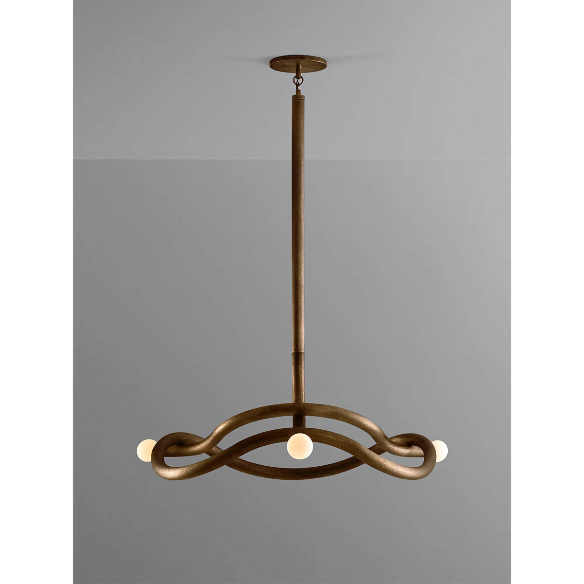 Bronze & Opal Glass Chandelier | Sculptural Curved Globe Mid-century Modern Dining Entry Casalolalights Luxury Lamps