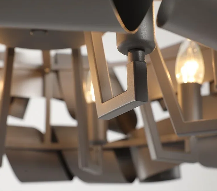 Sculptural Ribbon Chandelier 60-80cm | Hand-formed Iron Statement Light Grey or Gold Dining & Living Casalolalights