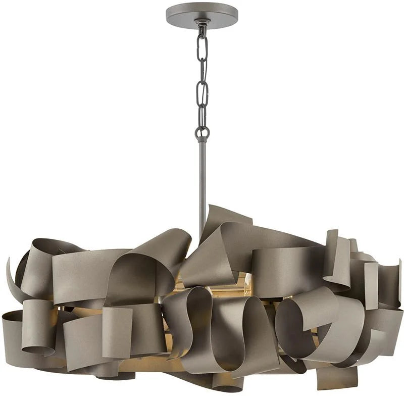 Sculptural Ribbon Chandelier 60-80cm | Hand-formed Iron Statement Light Grey or Gold Dining & Living Casalolalights