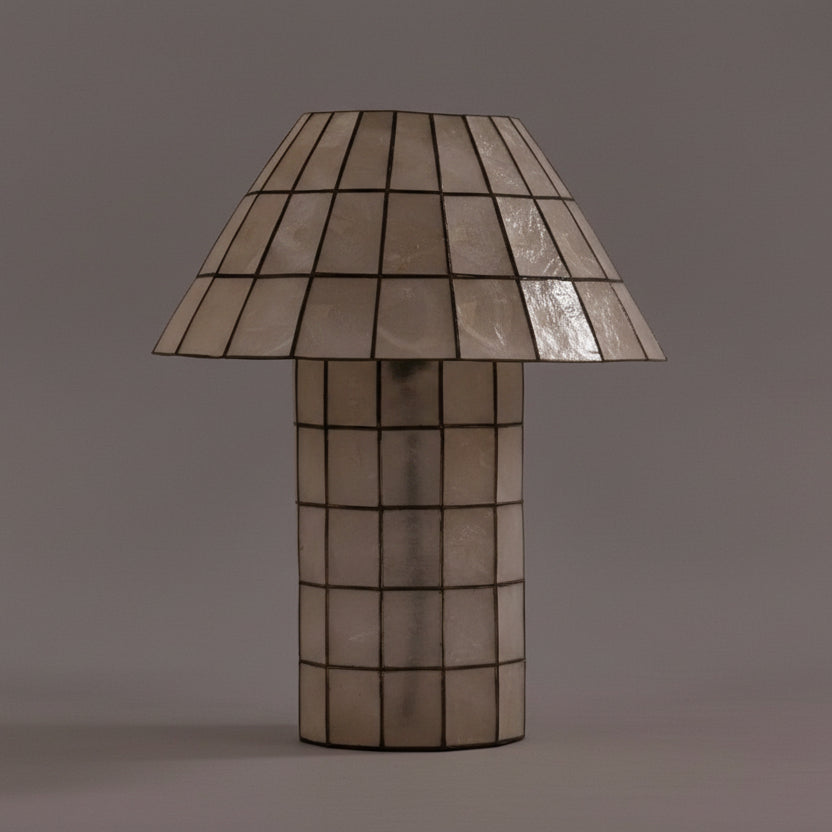 Seashell Grid Table Lamp in Patinated Bronze for Ambient Lighting Casalolalights Luxury Lamps Interior Designers