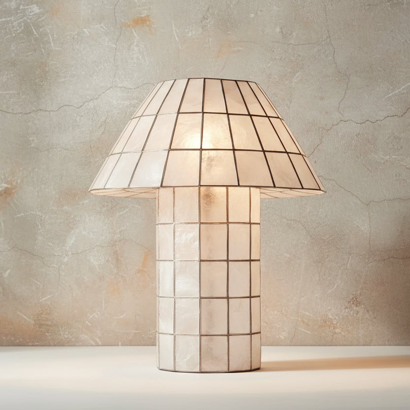 Seashell Grid Table Lamp in Patinated Bronze for Ambient Lighting Casalolalights Luxury Lamps Interior Designers