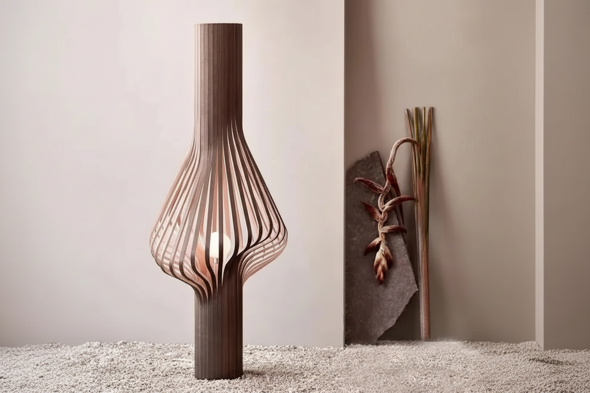 Wood Floor Lamp 120cm | Bentwood Ash Sculptural Standing Scandinavian Living Room & Bedroom Casalolalights Luxury Lamps