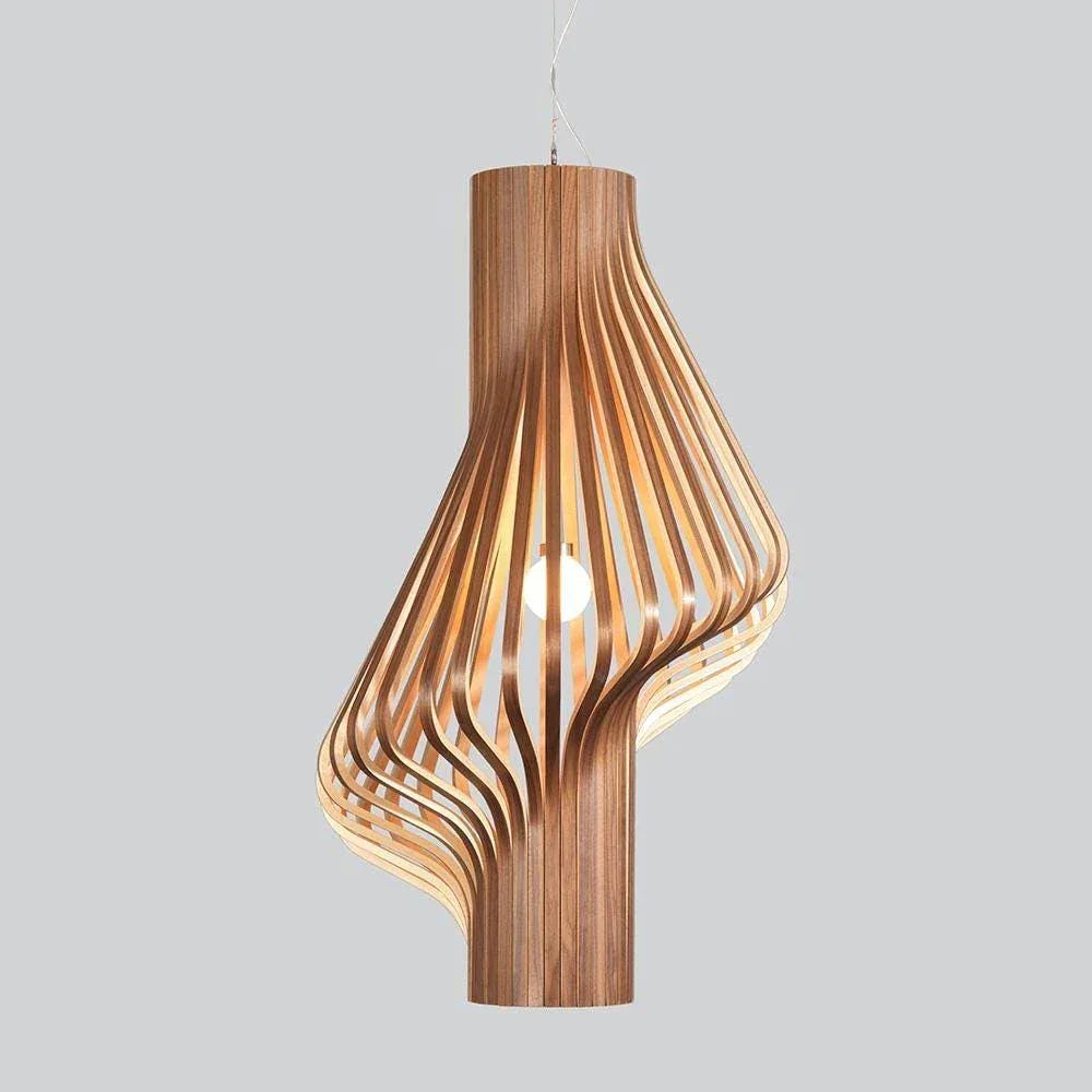 Bentwood Globe Pendant | Wood-slat & Frosted-globe Ceiling Light 48cm Scandinavian Kitchen Dining Casalolalights Luxury