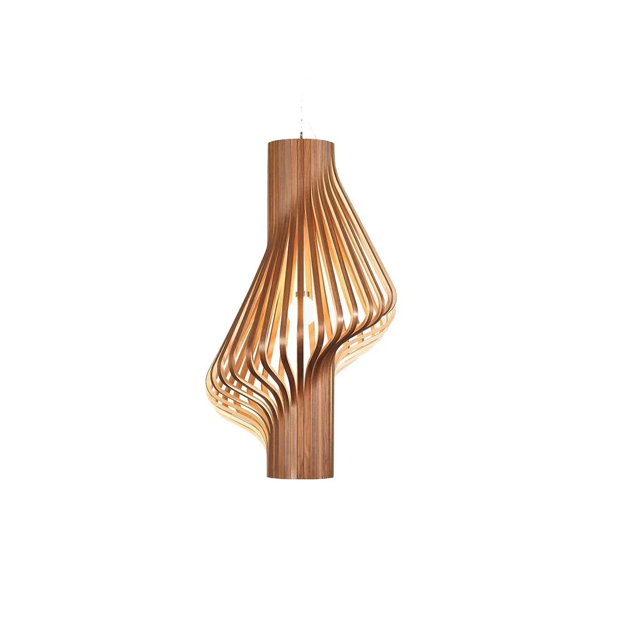 Bentwood Globe Pendant | Wood-slat & Frosted-globe Ceiling Light 48cm Scandinavian Kitchen Dining Casalolalights Luxury