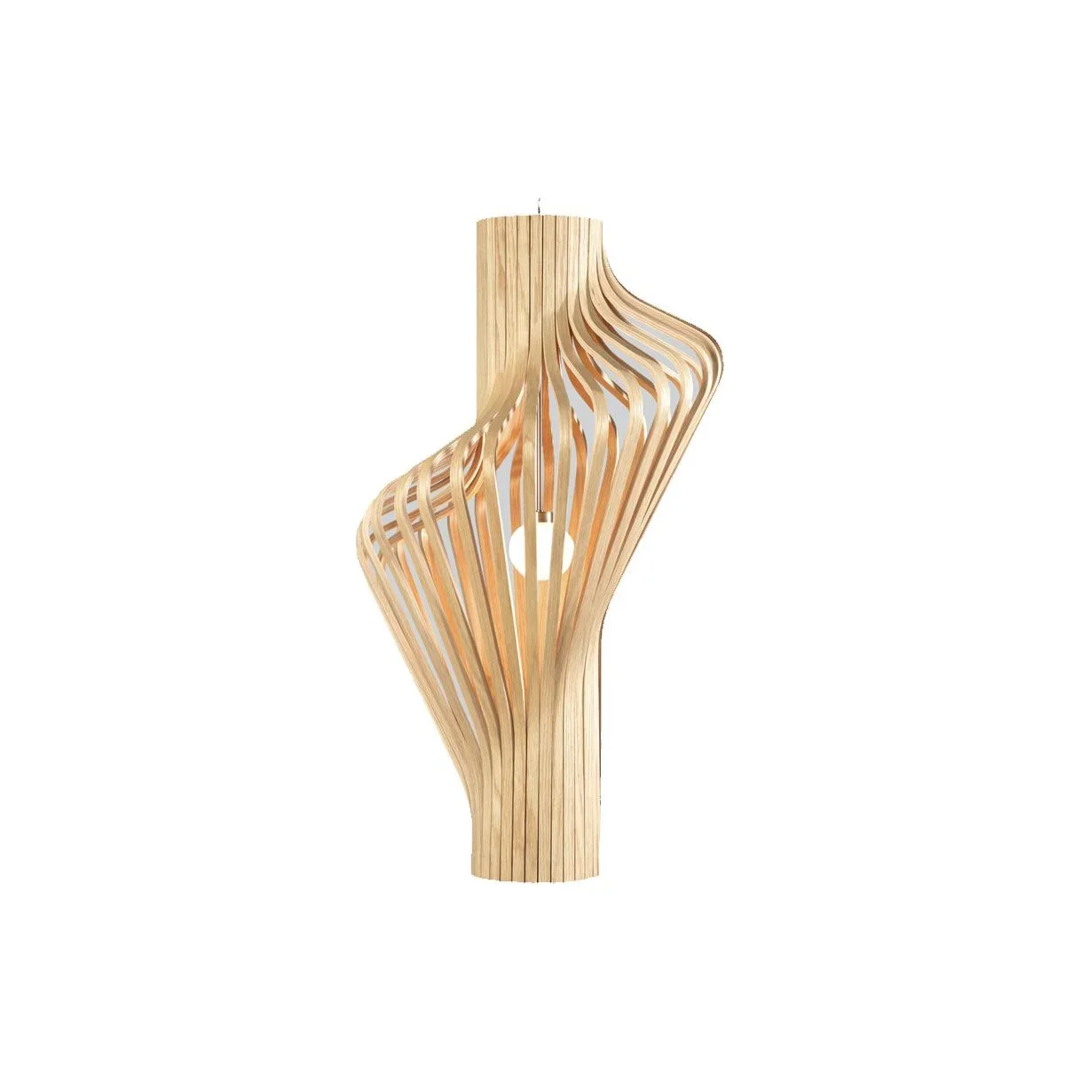 Bentwood Globe Pendant | Wood-slat & Frosted-globe Ceiling Light 48cm Scandinavian Kitchen Dining Casalolalights Luxury