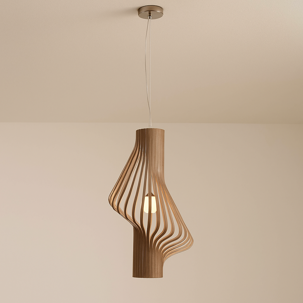 Bentwood Globe Pendant | Wood-slat & Frosted-globe Ceiling Light 48cm Scandinavian Kitchen Dining Casalolalights Luxury