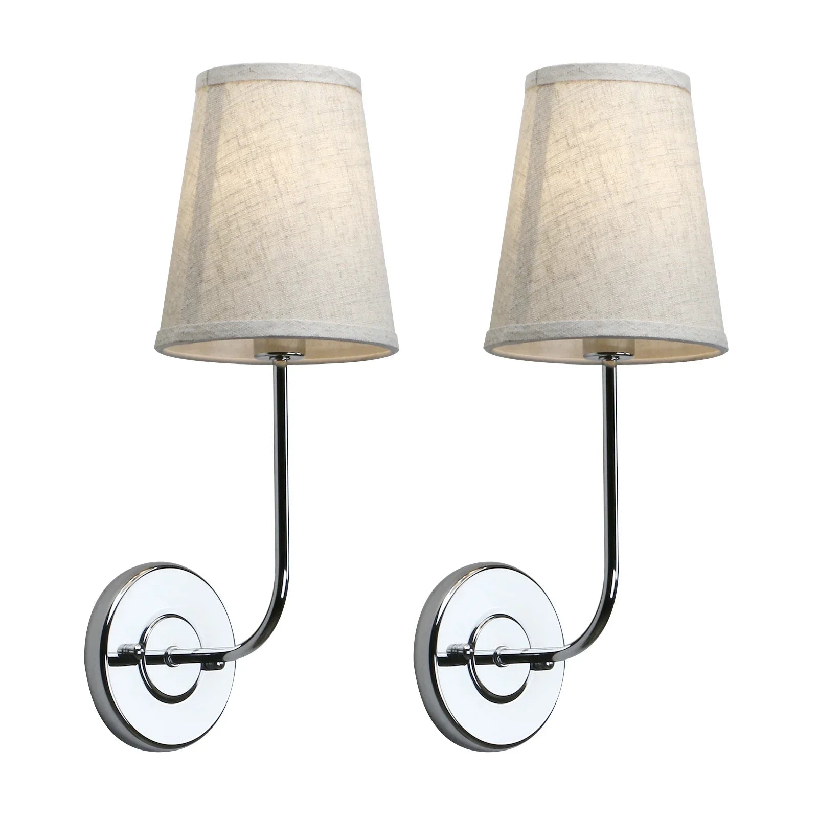 Classical Iron Wall Lamp with Fabric Shade Elegant Dual Light Mounted Fixture for Bedroom,