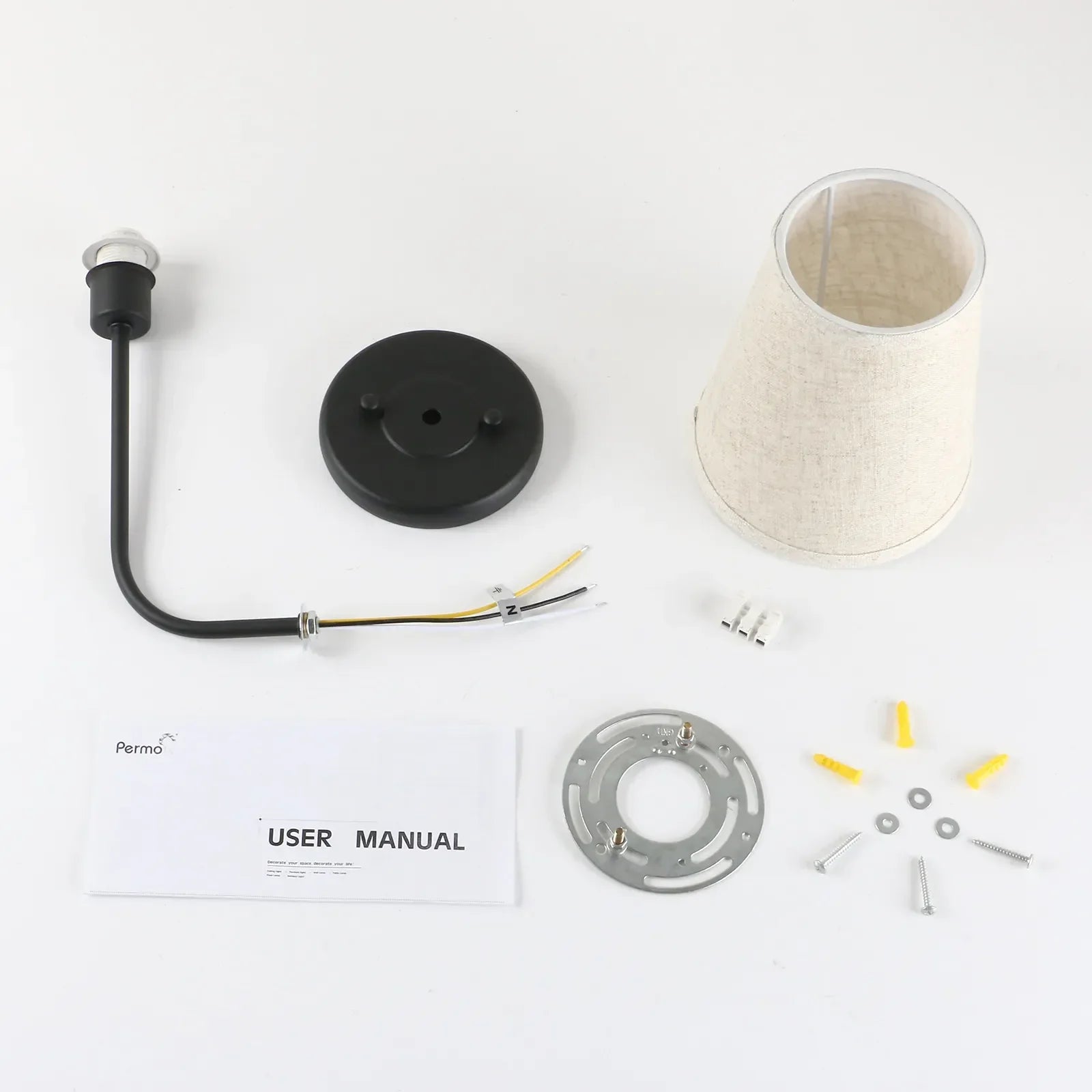 Classical Iron Wall Lamp with Fabric Shade Elegant Dual Light Mounted Fixture for Bedroom,