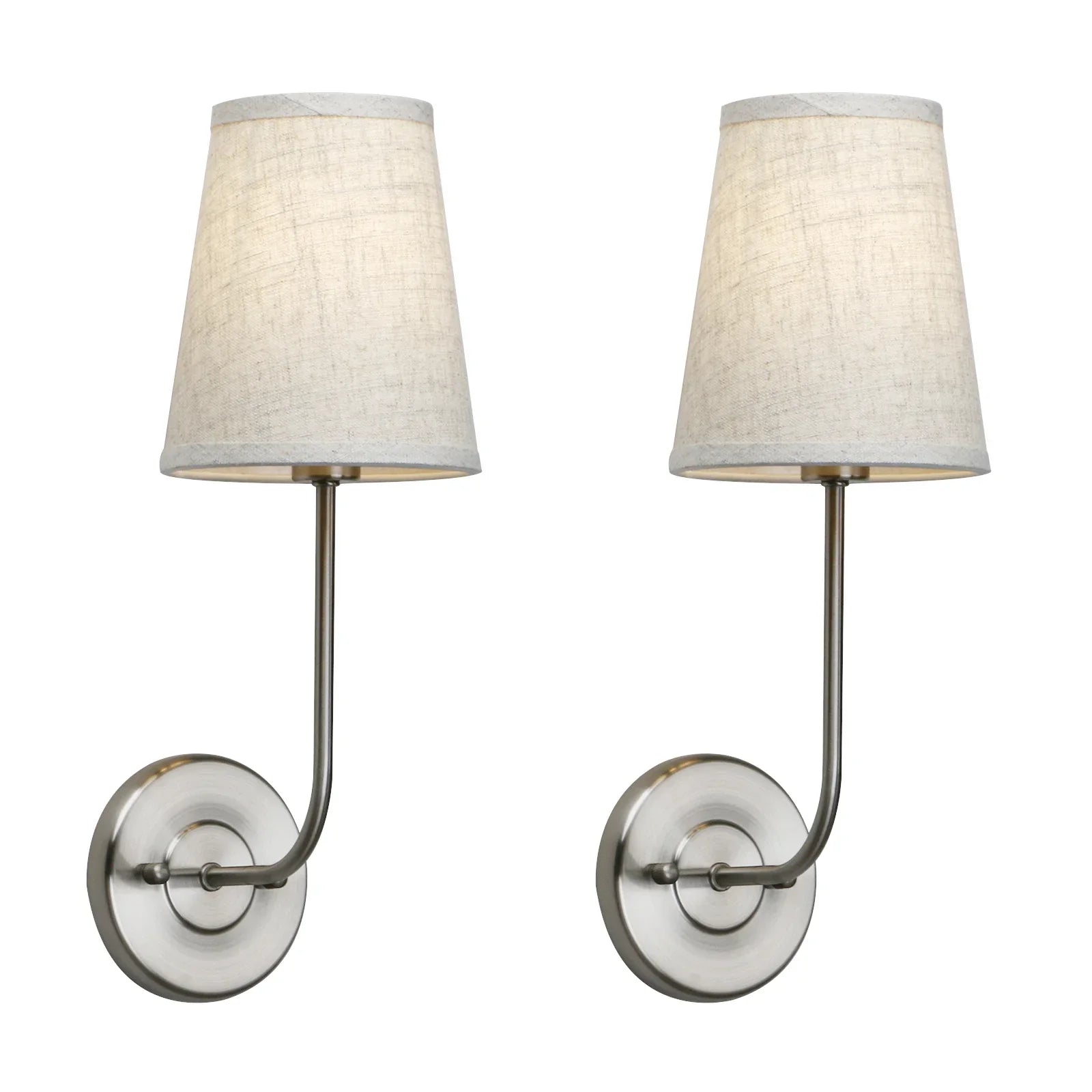 Classical Iron Wall Lamp with Fabric Shade Elegant Dual Light Mounted Fixture for Bedroom,
