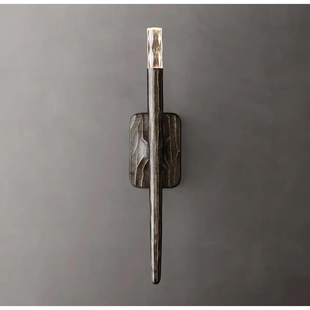 Silver Copper Stick Wall Sconce | Tapered Linear Crystal-tip Modern Minimalist Hallway & Living Room Casalolalights