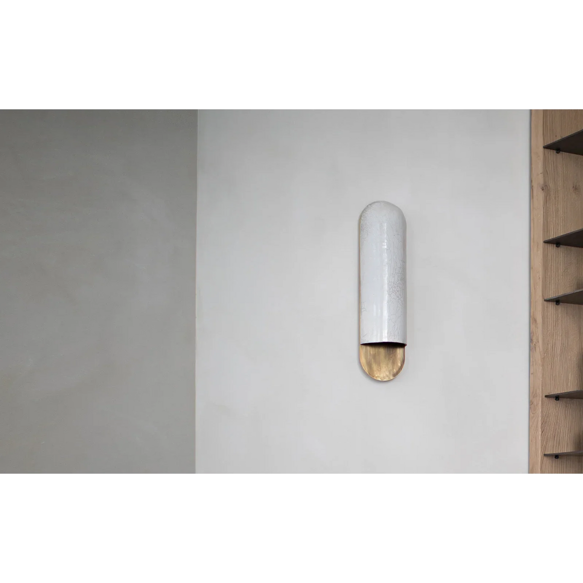 Crackle Ceramic Wall Sconce | Capsule Ivory-glaze & Bronze 45cm Wabi-sabi Hallway Bedside Casalolalights Luxury Lamps