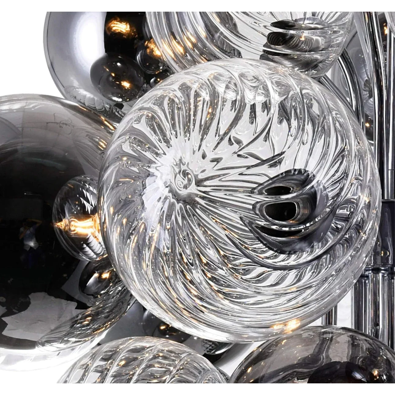 Modern Ball Glass Bubble Chandelier for Dining Room – Smoked Grey Finish | Casalola Lights